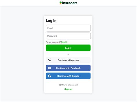 instacart log in my account.